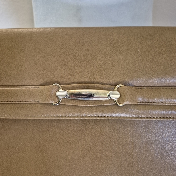 Vintage Francois Tan Leather Handbag Purse with‎ Interior Mirror Made in USA - Picture 2 of 13
